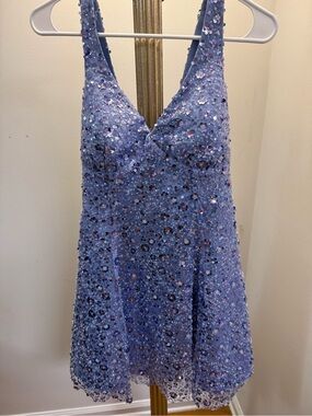 Lilac Sequin V-Neck Mini Dress